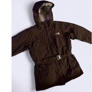 The North Face Brown Hooded Jacket - Girls XL with waist belt